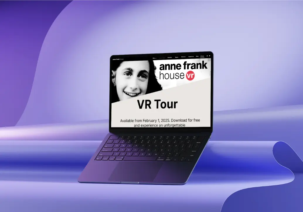 Mockup de la page web promotionnelle pour Anne Frank VR